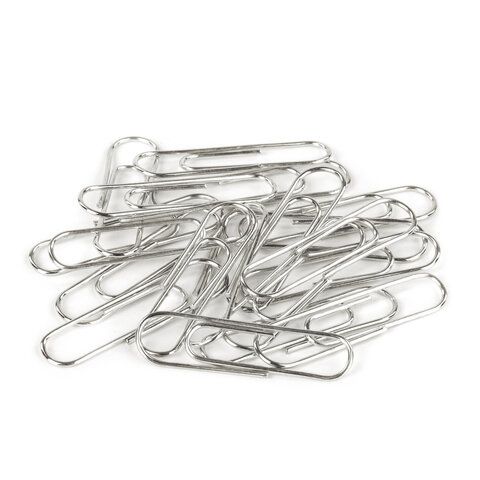Скрепки BRAUBERG 5 шт., 33 мм, никелированные, 100 шт., в картонной коробке, 270443