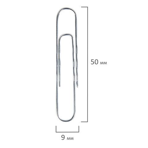 Скрепки большие 50 мм, BRAUBERG 2 шт., оцинкованные, гофрированные, 50 шт., в картонной коробке, 270446