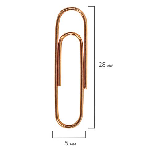 Скрепки BRAUBERG 5 шт., 28 мм, омедненные, 100 шт., в картонной коробке, 270448
