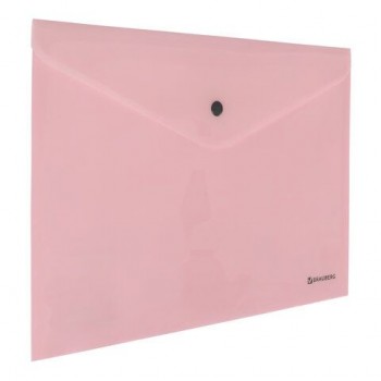 Папка-конверт с кнопкой BRAUBERG 10 шт. "Pastel", А4, до 100 листов, непрозрачная, персиковая, 0,18 мм, 270476