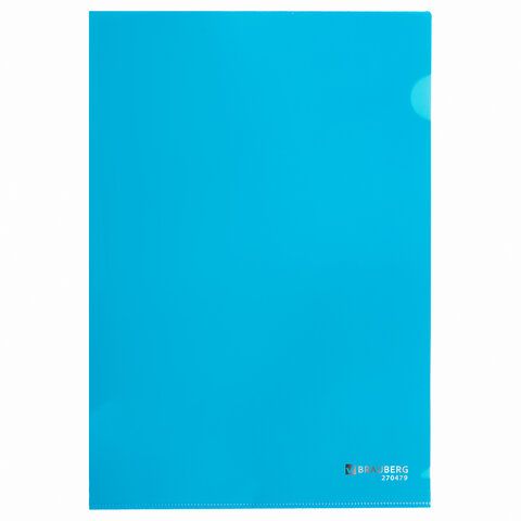 Папка-уголок плотная BRAUBERG 10 шт. SUPER, 0,18 мм, синяя, 270479