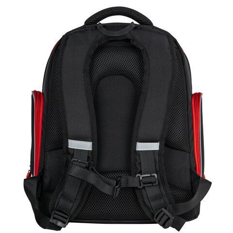 Рюкзак BRAUBERG CLASSIC, легкий каркас, премиум материал, &quot;Motorbike&quot;, черный, 37x32х21 см, 270583