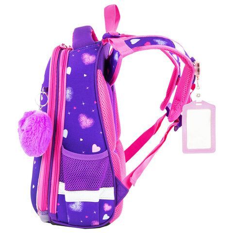Ранец BRAUBERG PREMIUM, 2 отделения, с брелком, &quot;Shining girl&quot;, 38х29х16 см, 270592