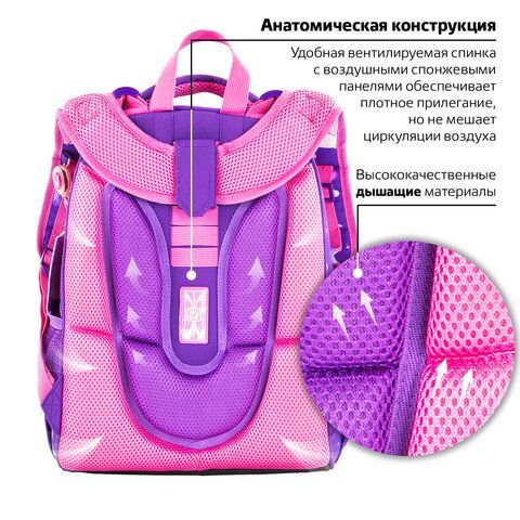 Ранец BRAUBERG PREMIUM, 2 отделения, с брелком, &quot;Shining girl&quot;, 38х29х16 см, 270592