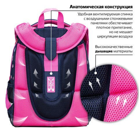 Ранец BRAUBERG PREMIUM, 2 отделения, с брелком, &quot;Beautiful ride&quot;, 38х29х16 см, 270594