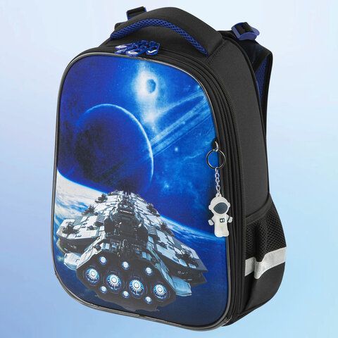 Ранец BRAUBERG PREMIUM, 2 отделения, с брелком, &quot;Spaceship&quot;, 38х29х16 см, 270596
