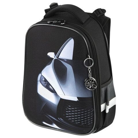 Ранец BRAUBERG PREMIUM, 2 отделения, с брелком, &quot;Fast car&quot;, 38х29х16 см, 270600