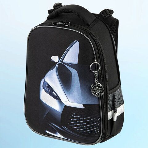 Ранец BRAUBERG PREMIUM, 2 отделения, с брелком, &quot;Fast car&quot;, 38х29х16 см, 270600