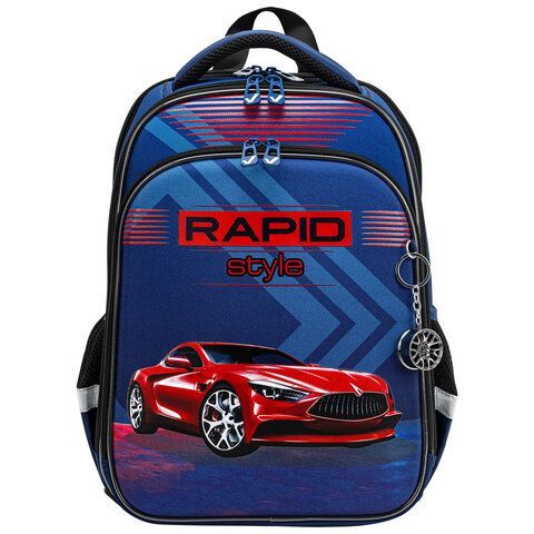 Ранец BRAUBERG QUADRO, 3 отделения, с брелком, &quot;Rapid style&quot;, 37х28х18 см, 270603