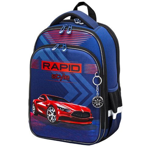 Ранец BRAUBERG QUADRO, 3 отделения, с брелком, &quot;Rapid style&quot;, 37х28х18 см, 270603