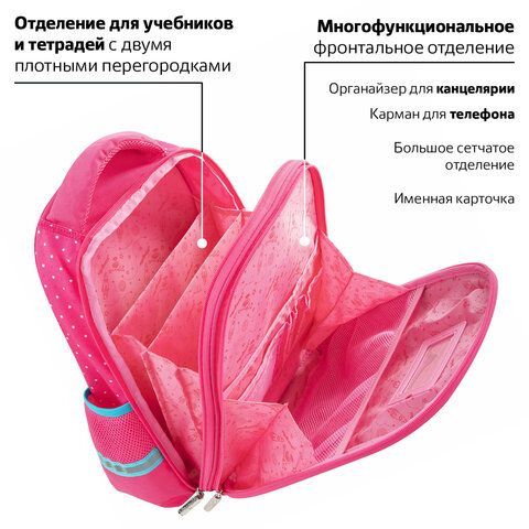 Ранец ЮНЛАНДИЯ LIGHT, 2 отделения, &quot;Pretty mouse&quot;, 3D панель, 38х29х16 см, 270606