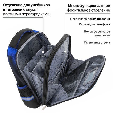 Ранец ЮНЛАНДИЯ LIGHT, 2 отделения, &quot;Speedy car&quot;, 38х29х16 см, 270608