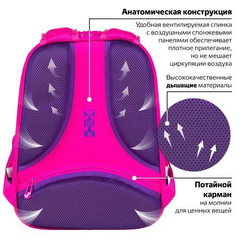 Ранец BRAUBERG FIT, 2 отделения, &quot;Smiling bear&quot;, 3D-панель, 38х27х14 см, 270614
