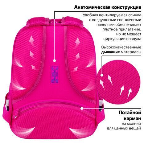 Ранец BRAUBERG FIT, 2 отделения, &quot;Playing kitty&quot;, 3D-панель, 38х27х14 см, 270615