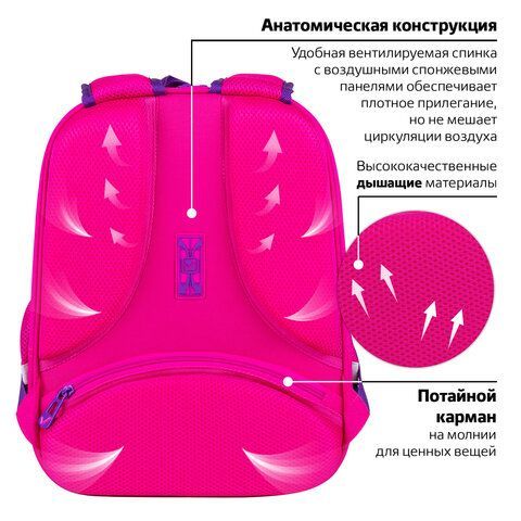 Ранец BRAUBERG FIT, 2 отделения, &quot;Wonderful night&quot;, 3D-панель, 38х27х14 см, 270616