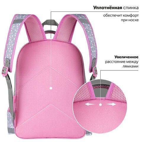 Рюкзак ПИФАГОР SCHOOL, 1 отделение, 3 кармана, &quot;Adorable bunny&quot;, 38x28х14 см, 270654