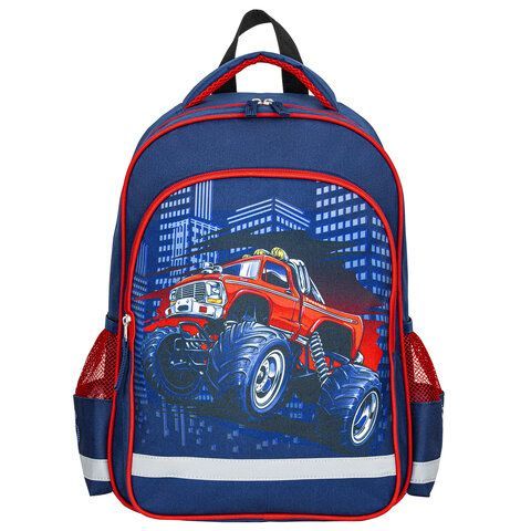 Рюкзак ПИФАГОР SCHOOL для начальной школы, &quot;Monster car&quot;, 38x28х14 см, 270660