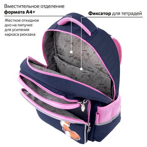 Рюкзак ЮНЛАНДИЯ COMPLETE с пеналом в комплекте, эрго-спинка, &quot;Nice fox&quot;, 42х29х14 см, 270664