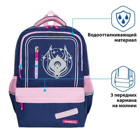 Рюкзак BRAUBERG STAR, &quot;Magic fox&quot;, синий, 40х29х13 см, 270668