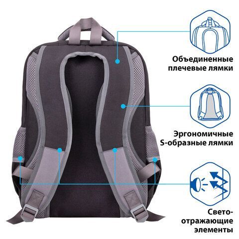 Рюкзак BRAUBERG STAR, &quot;Stay strong&quot;, черный, 40х29х13 см, 270670
