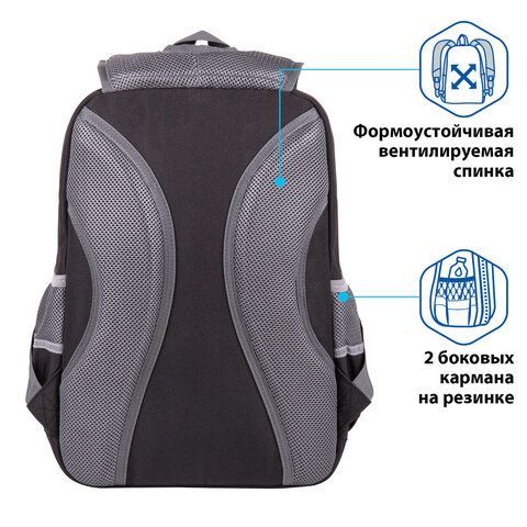 Рюкзак BRAUBERG STAR, &quot;Stay strong&quot;, черный, 40х29х13 см, 270670