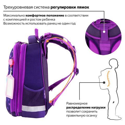 Ранец ЮНЛАНДИЯ EXTRA, с дополнительным объемом, &quot;Penguin&quot;, 38х29х18 см, 270673
