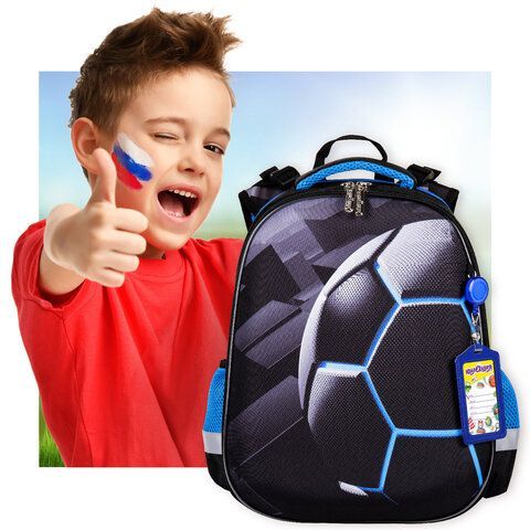 Ранец ЮНЛАНДИЯ EXTRA с дополнительным объемом, 2 отделения, &quot;Soccer ball&quot;, 38х29х18 см, 270677