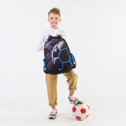 Ранец ЮНЛАНДИЯ EXTRA с дополнительным объемом, 2 отделения, &quot;Soccer ball&quot;, 38х29х18 см, 270677