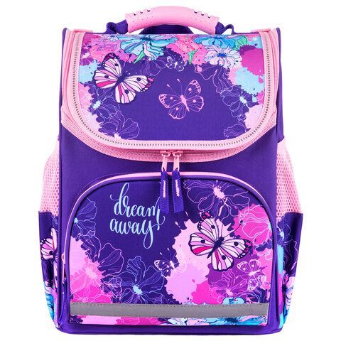 Ранец ПИФАГОР BASIC, 1 отделение, 3 кармана, эргономичная спинка, &quot;Butterflies&quot;, 35х28х18 см, 270683
