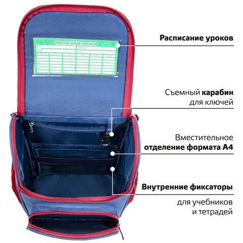 Ранец ПИФАГОР BASIC, 1 отделение, 3 кармана, эргономичная спинка, &quot;Champion&quot;, 35х28х18 см, 270685