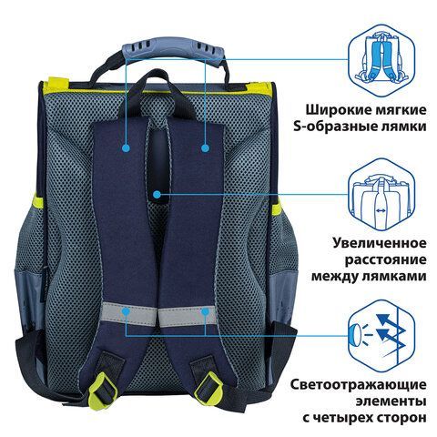 Ранец ПИФАГОР BASIC, с эргономичной спинкой, &quot;Full speed&quot;, 35х28х18 см, 270687