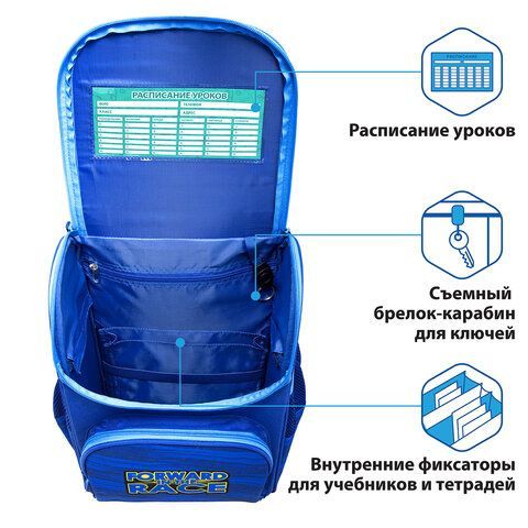 Ранец ПИФАГОР BASIC, с эргономичной спинкой, &quot;Racing car&quot;, 35х28х18 см, 270689