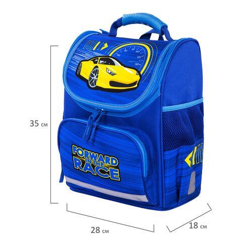 Ранец ПИФАГОР BASIC, с эргономичной спинкой, &quot;Racing car&quot;, 35х28х18 см, 270689