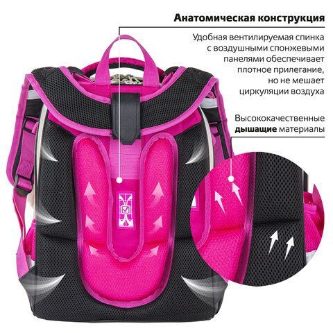 Ранец BRAUBERG SHINY, 2 отделения, &quot;Curious mouse&quot;, 36х28х14 см, 270696