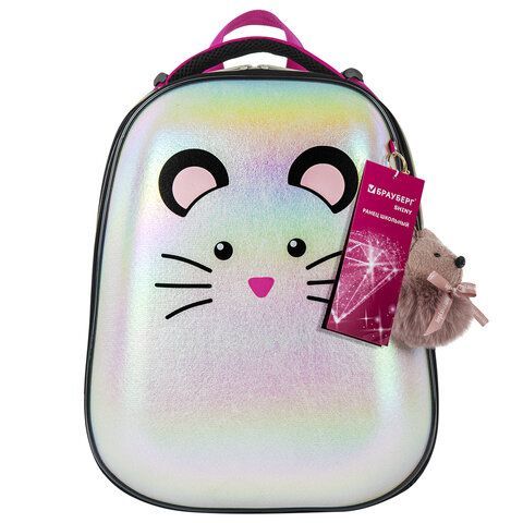 Ранец BRAUBERG SHINY, 2 отделения, &quot;Curious mouse&quot;, 36х28х14 см, 270696
