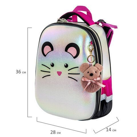 Ранец BRAUBERG SHINY, 2 отделения, &quot;Curious mouse&quot;, 36х28х14 см, 270696