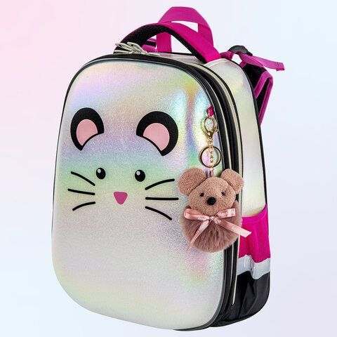 Ранец BRAUBERG SHINY, 2 отделения, &quot;Curious mouse&quot;, 36х28х14 см, 270696