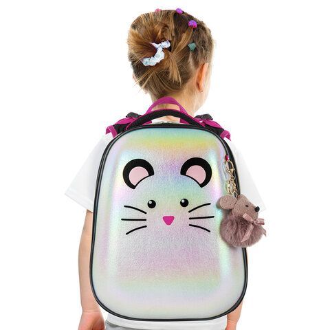 Ранец BRAUBERG SHINY, 2 отделения, &quot;Curious mouse&quot;, 36х28х14 см, 270696