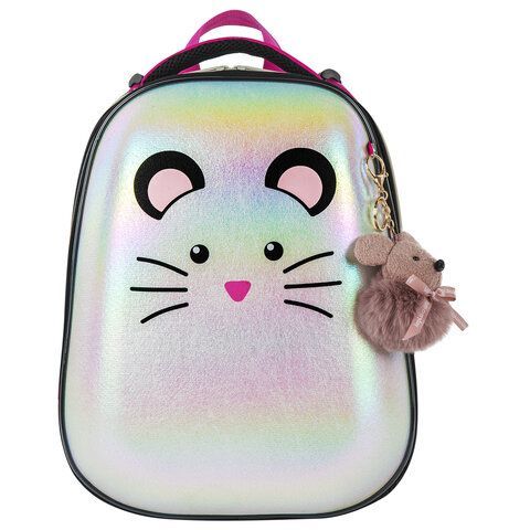 Ранец BRAUBERG SHINY, 2 отделения, &quot;Curious mouse&quot;, 36х28х14 см, 270696