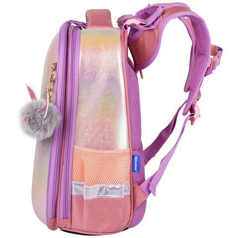 Ранец BRAUBERG SHINY, 2 отделения, с брелком, &quot;Cheerful&quot;, 38х28х14 см, 270697