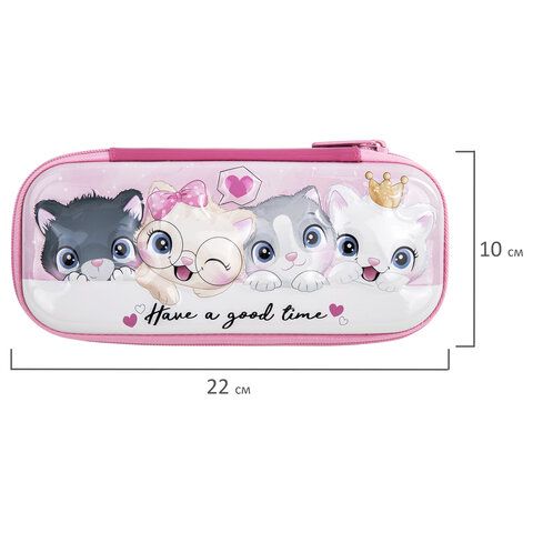 Пенал BRAUBERG, 1 отделение, 1 откидная планка, EVA 3D, 22х10х5 см, &quot;Cats&quot;, 270700