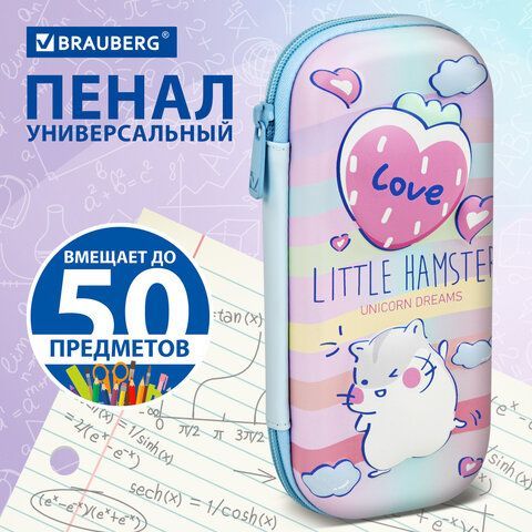 Пенал BRAUBERG, 1 отделение, 1 откидная планка, EVA 3D, 22х10х5 см, &quot;Humster&quot;, 270702
