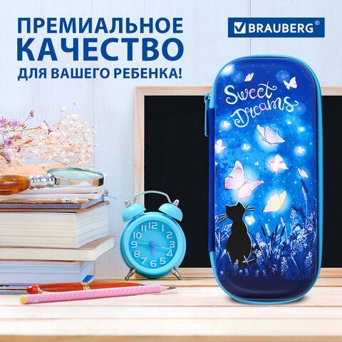 Пенал BRAUBERG, 1 отделение, 1 откидная планка, EVA, 22х10х5 см, &quot;Sweet dreams&quot;, 270704