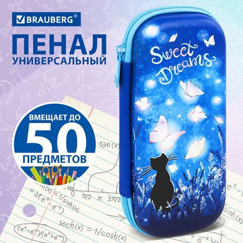 Пенал BRAUBERG, 1 отделение, 1 откидная планка, EVA, 22х10х5 см, &quot;Sweet dreams&quot;, 270704