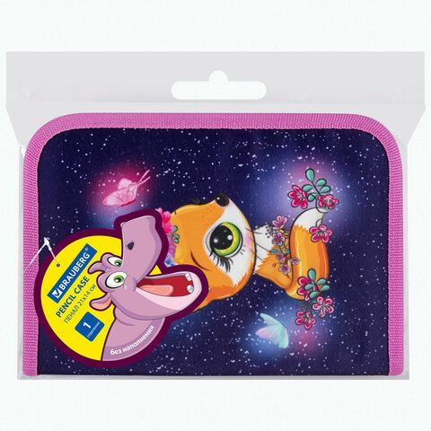 Пенал BRAUBERG, 1 отделение, полиэстер, 21х14 см, &quot;Little fox&quot;, 270709
