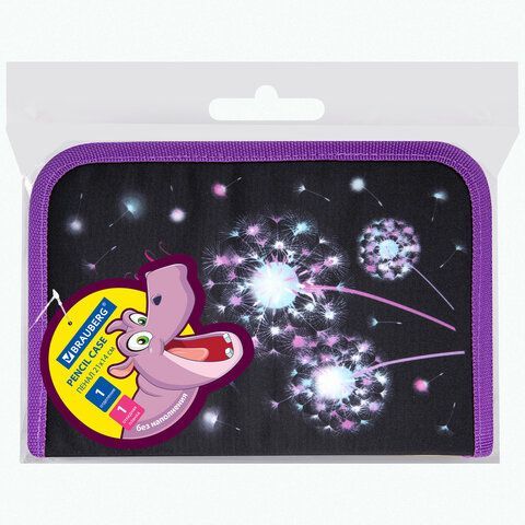 Пенал BRAUBERG, 1 отделение, 1 откидная планка, полиэстер, 21х14 см, &quot;Make a wish&quot;, 270713
