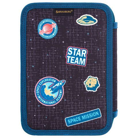 Пенал BRAUBERG, 3 отделения, полиэстер, 21х14 см, &quot;Space mission&quot;, 270729