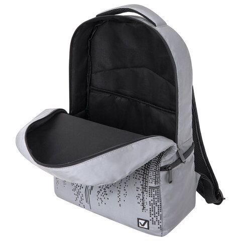 Рюкзак BRAUBERG REFLECTIVE универсальный, светоотражающий, &quot;City&quot;, серый, 42х30х13 см, 270757