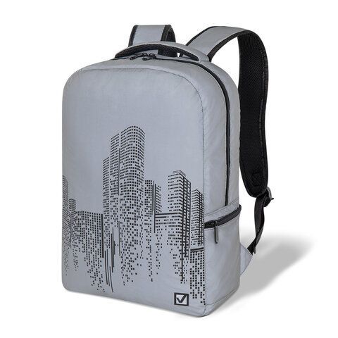 Рюкзак BRAUBERG REFLECTIVE универсальный, светоотражающий, &quot;City&quot;, серый, 42х30х13 см, 270757