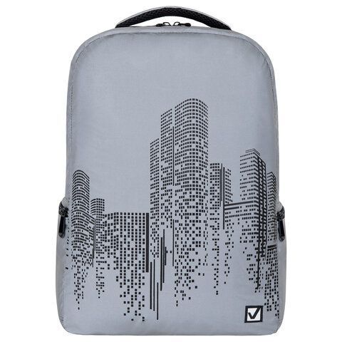 Рюкзак BRAUBERG REFLECTIVE универсальный, светоотражающий, &quot;City&quot;, серый, 42х30х13 см, 270757